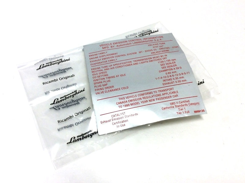 New OEM 1999 Lamborghini Diablo (Canada) Engine Tune-Up Ignition Firing Order Label