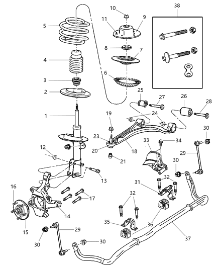 New 2004-2008 Fits Chrysler Pacifica Front Suspension-Coil Spring - Part # 4862002AB