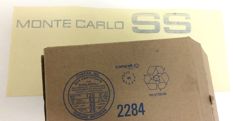 New OEM 1986 Chevrolet Monte Carlo SS Trunk Deck Lid Decal Tape, Part # 14070902