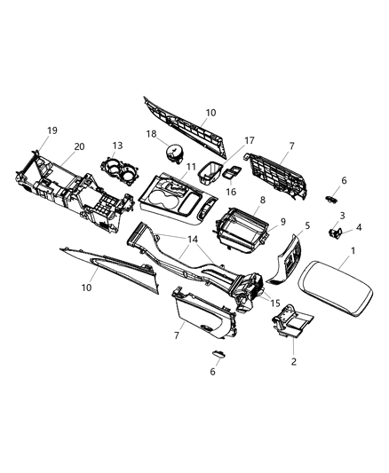 New 2011-2013 Fits Chrysler Grand Cherokee Panel-Floor Console - Part # 1MC59BD3AC