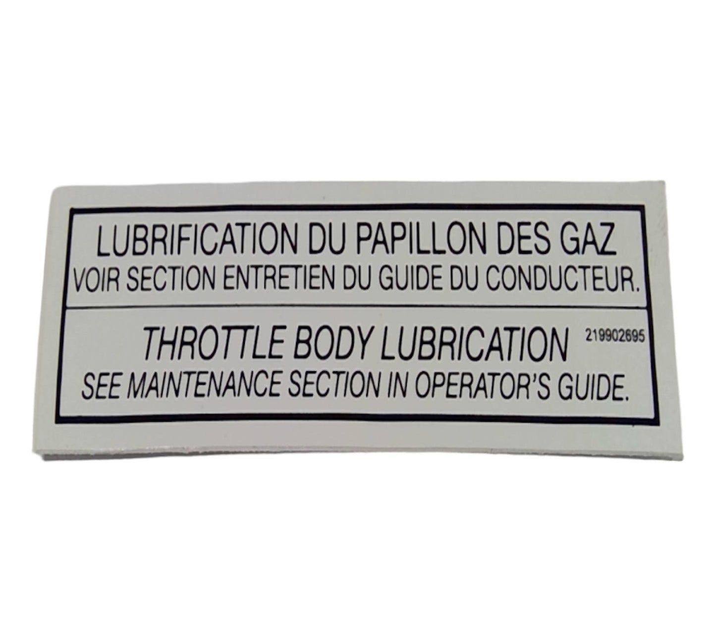 New OEM Genuine Bombardier Recreational Products, Label Maintenance - Part # 219902695