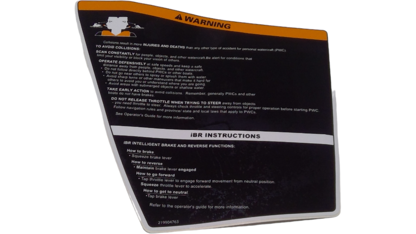 New OEM Genuine Bombardier Recreational Products, Principal Label Left - Part # 219904763