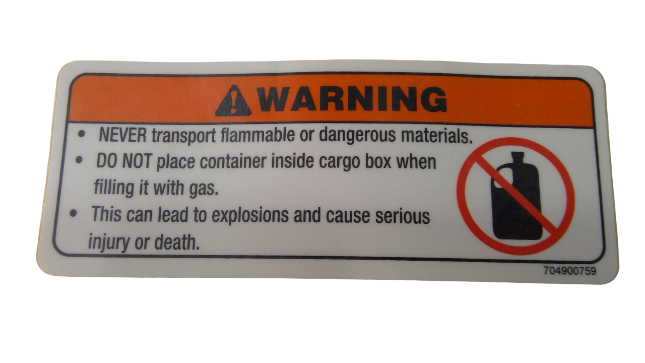 New OEM Genuine Bombardier Recreational Products, Warning Label Flamable - Part # 704900759