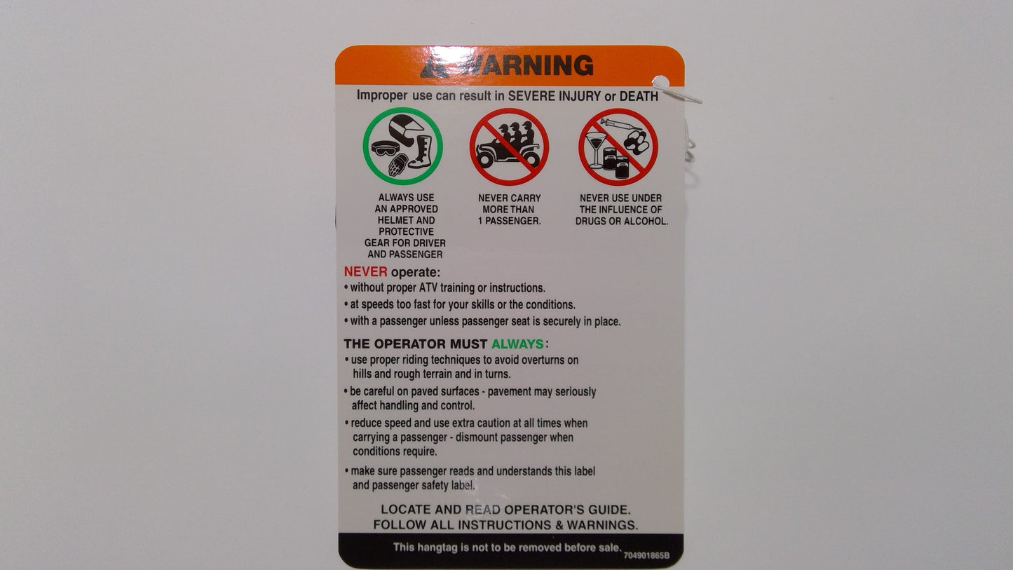 New OEM Genuine Bombardier Recreational Products, Warning Label General Use - Part # 704901865
