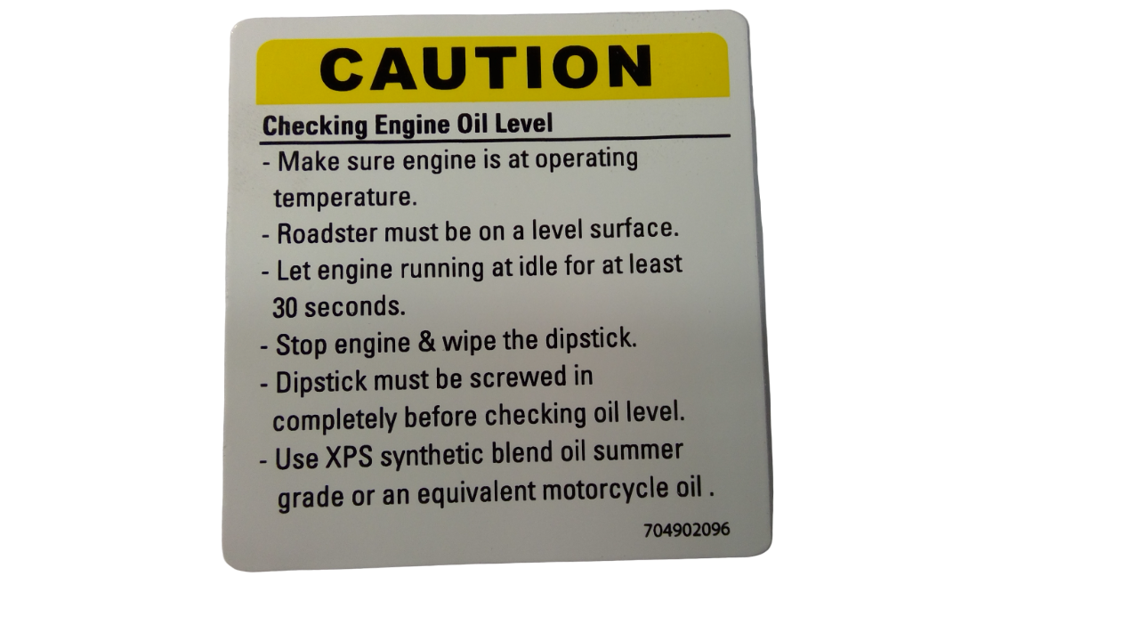 New OEM Genuine Bombardier Recreational Products, Caution Decal Oil Level - Part # 704902096