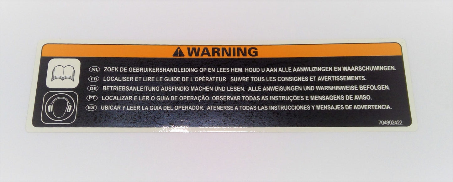 New OEM Genuine Bombardier Recreational Products, Warning Decal Multilingua - Part # 704902422