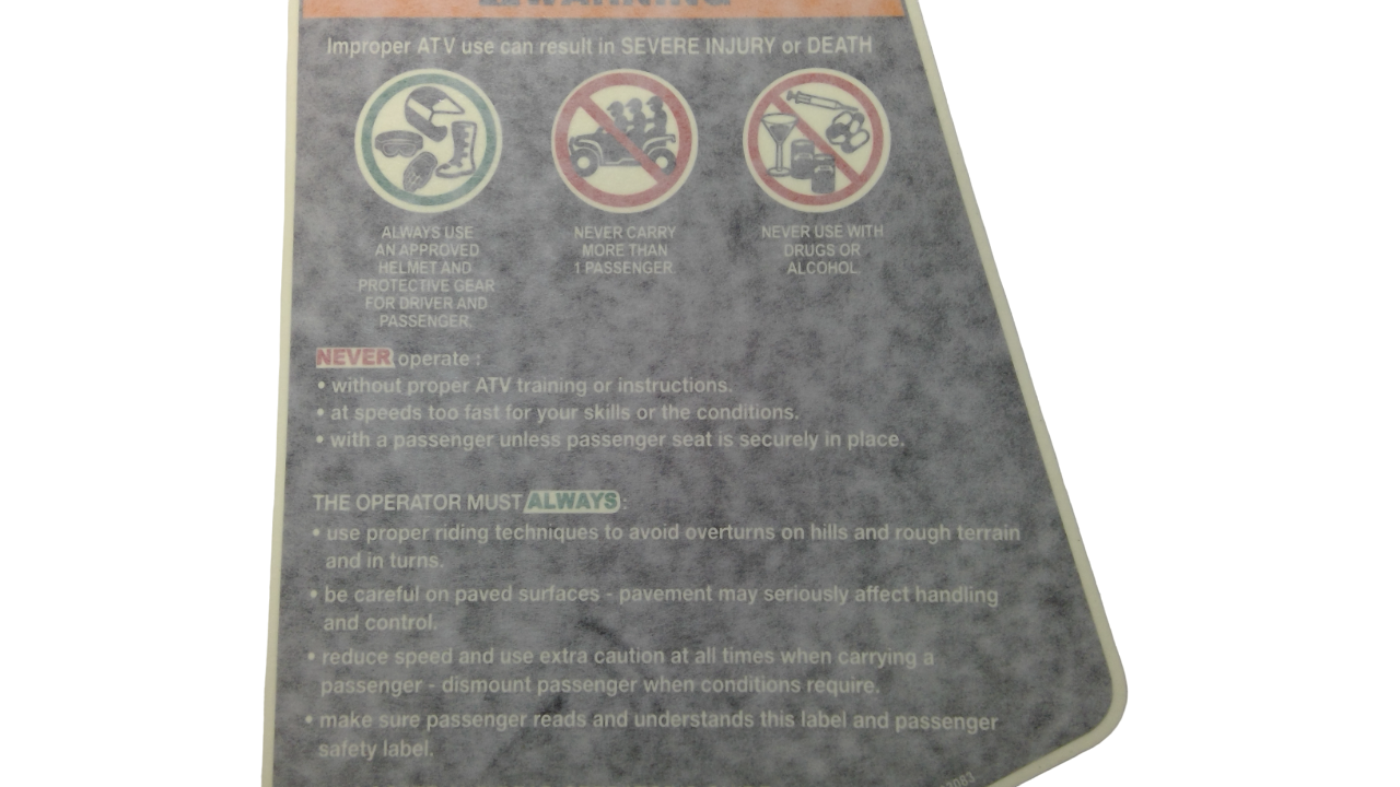 New OEM Genuine Bombardier Recreational Products, Warning Decal Death And I - Part # 704903083