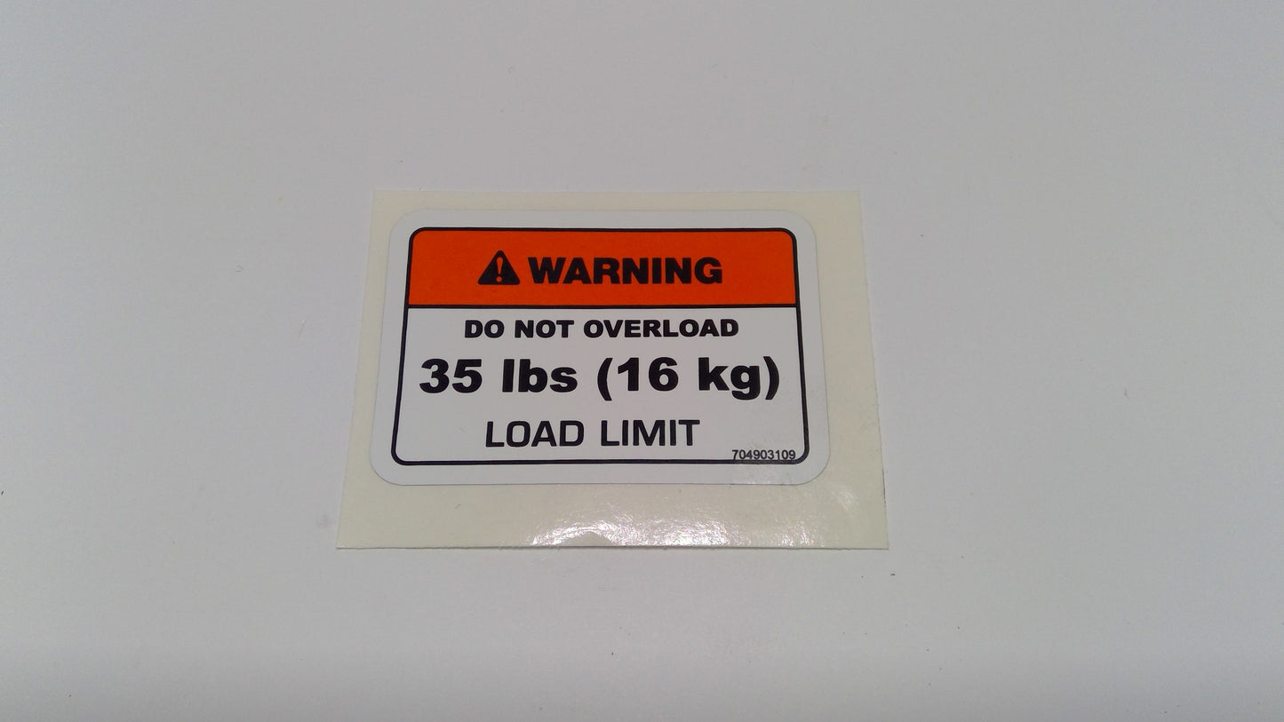 New OEM Genuine Bombardier Recreational Products, Warning Decal Max Load - Part # 704903109