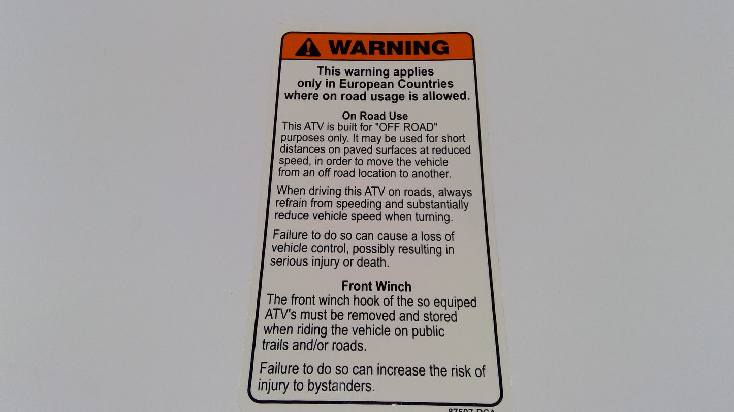 New OEM Genuine Bombardier Recreational Products, Multilingual Label - Part # S87507RCA000