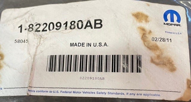 New Fits Chrysler Mat Kit-Floor - 1St & 2Nd Row - Part # 82209180AB