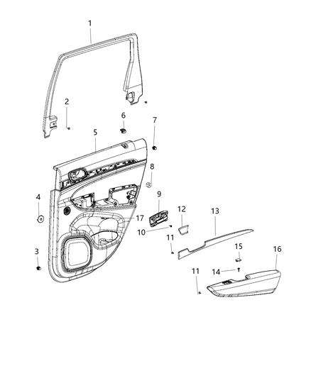 New 2018 Fits Chrysler Grand Cherokee Panelassy-Rear Door Trim - Part # 5LL785X9AD