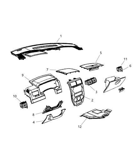 New 2007-2008 Fits Chrysler Caliber, Compass, Patriot Cover-Instrument Panel - Part # YF33DK7AD