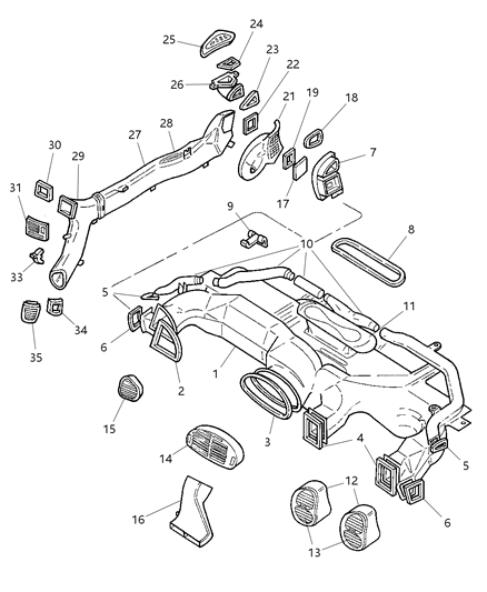 Mopar - 1996 2000 Fits Chrysler Grand Caravan, Town & Country Bezel Air Outlet # - Part # JP41SC3