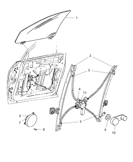 New 2005-2007 Fits Chrysler Grand Caravan, Town & Country Handle-Window Regulator - Part # FW80BD1