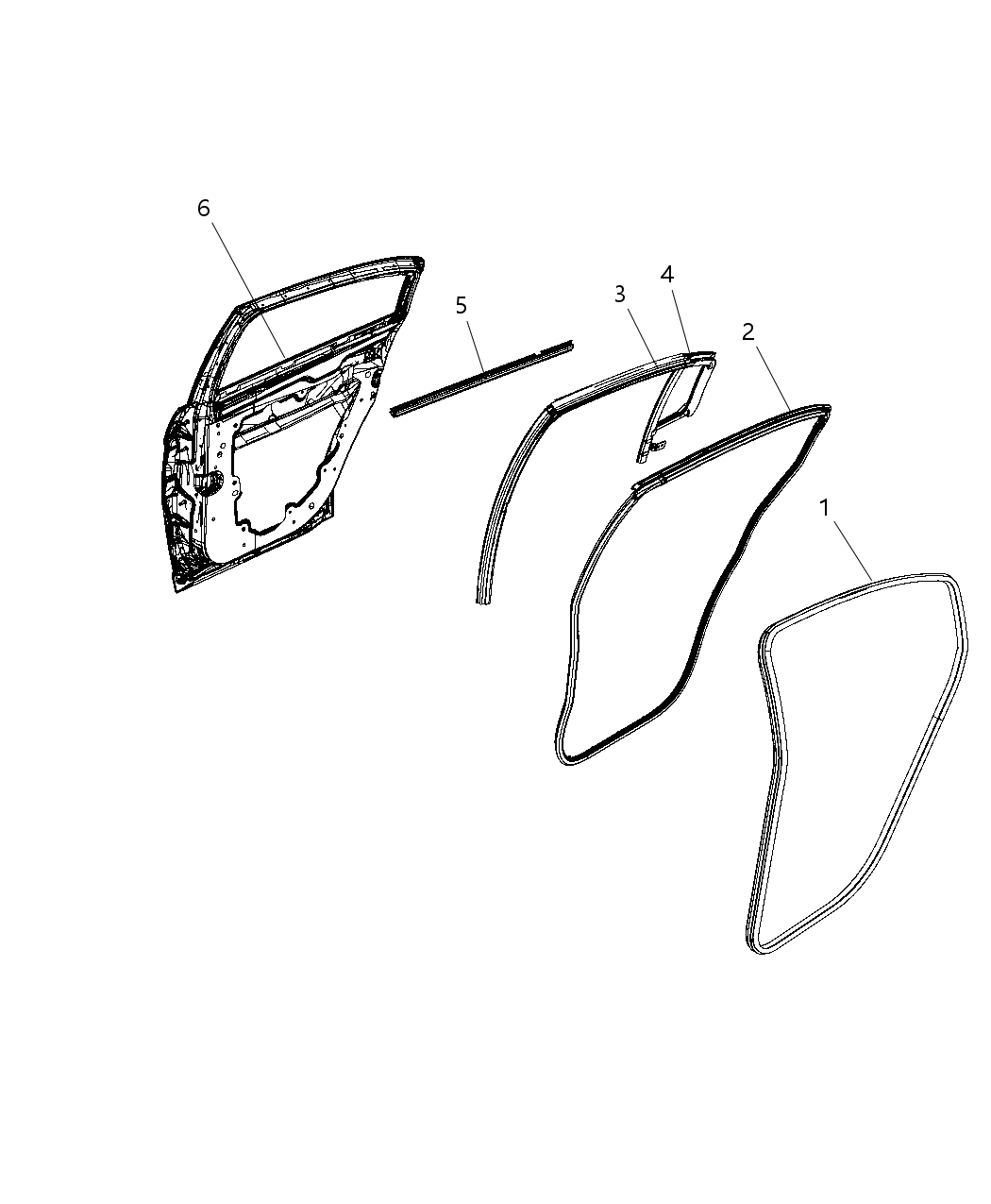 Weatherstrip Rear Door Flush Glass