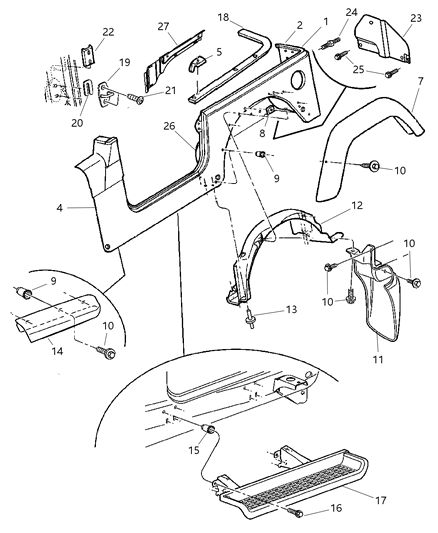 New 2003-2006 Fits Chrysler Wrangler Applique-Fender - Part # 5DV13TZZAB