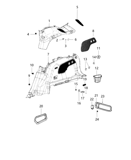 New 2015-2018 Fits Chrysler Grand Cherokee Panel-Quarter Trim - Part # 1UD05LU5AF