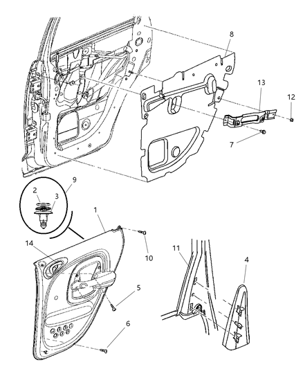 New 2006-2010 Fits Chrysler PT Cruiser Handle-Inside Remote Control - Part # 1AQ40BDAAB