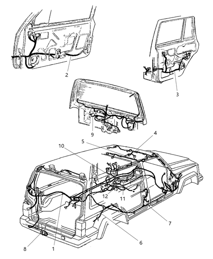 New 2001 Fits Chrysler Grand Cherokee Wiring-Body - Part # 56009808AI