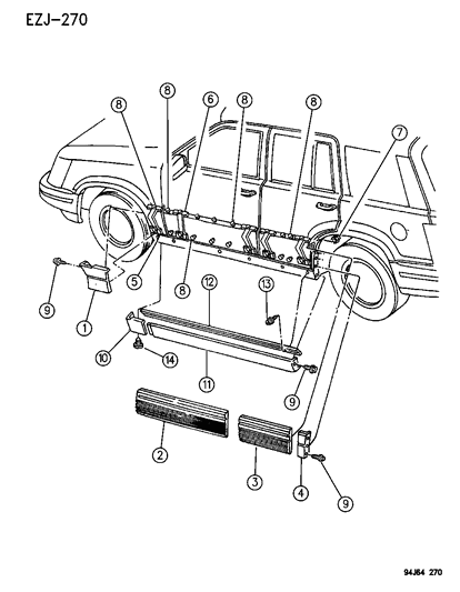 New 1993-1996 Fits Chrysler Grand Cherokee Cladding - Part # 5DG51MWY