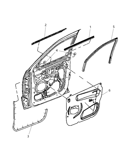 New 2007-2010 Fits Chrysler Grand Cherokee Weatherstrip-Front Door - Part # 55399131AC