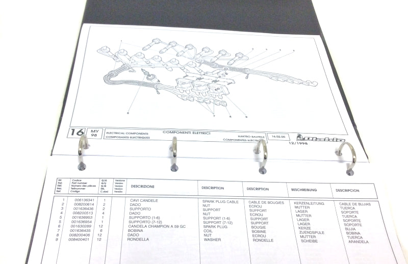 New OEM 1998 Lamborghini Diablo 2WD - VT Parts & Illustrations Catalogue, Part # 901325741