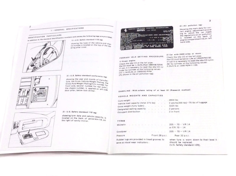 New Reprinted Ferrari Dino 246GT USA Spec Owners Manual Handbook Supplement