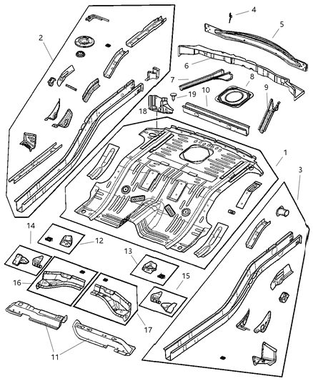 New 2007 Fits Chrysler Liberty Crossmember-Rear Floor - Part # 5073058AB