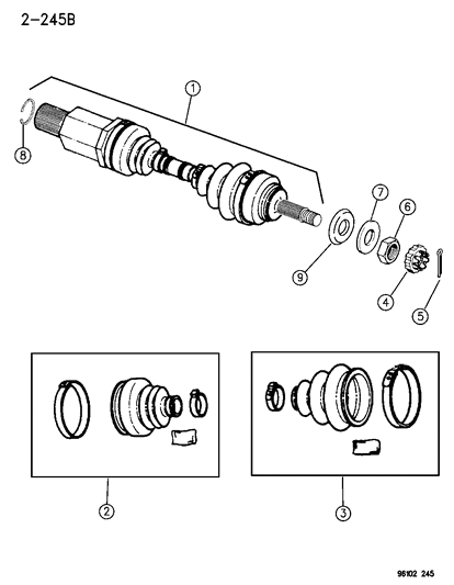 New 1996 Fits Chrysler Grand Caravan, Town & Country Front Drive Right Shaft Assembly - Part # R2073659AC