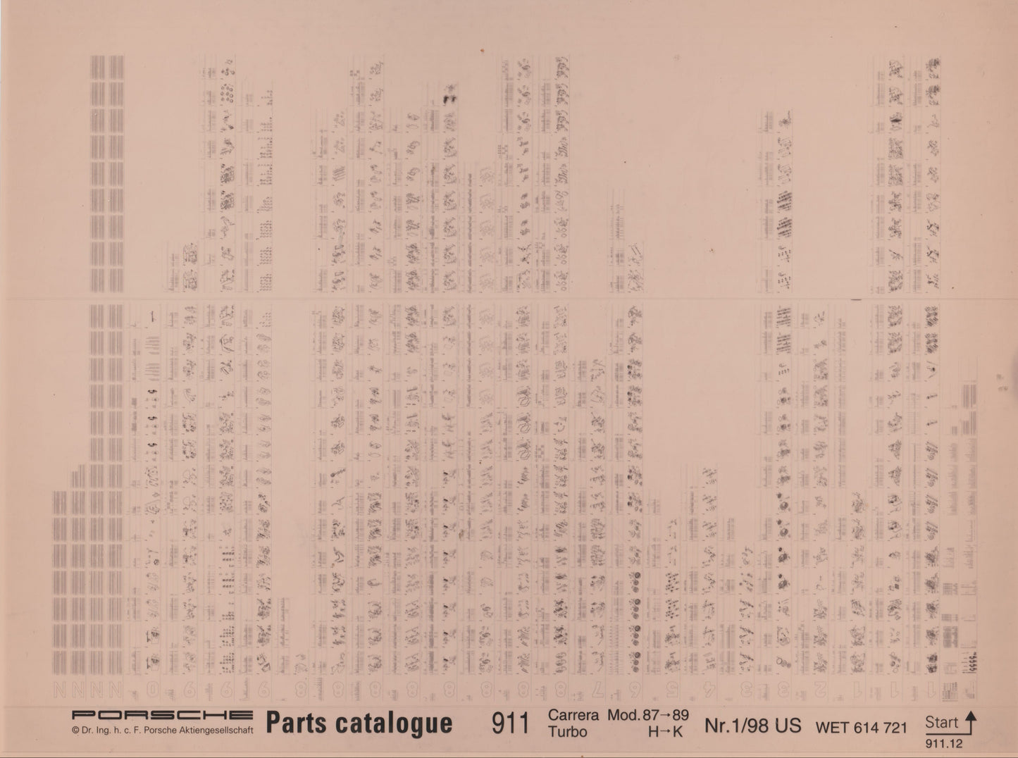 OEM 1987-1989 911 Carrera Turbo Porsche Microfiche Parts Illustrations WET-614-721