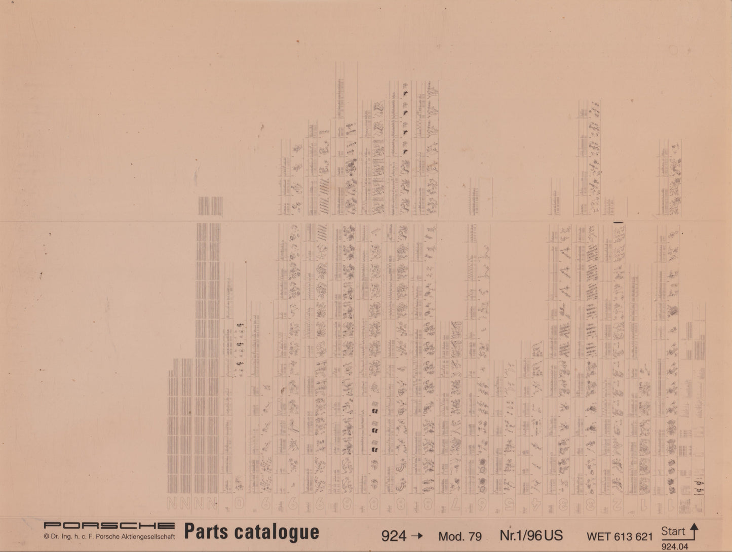 OEM 1979> 924 Porsche Microfiche Parts Illustrations WET-613-621