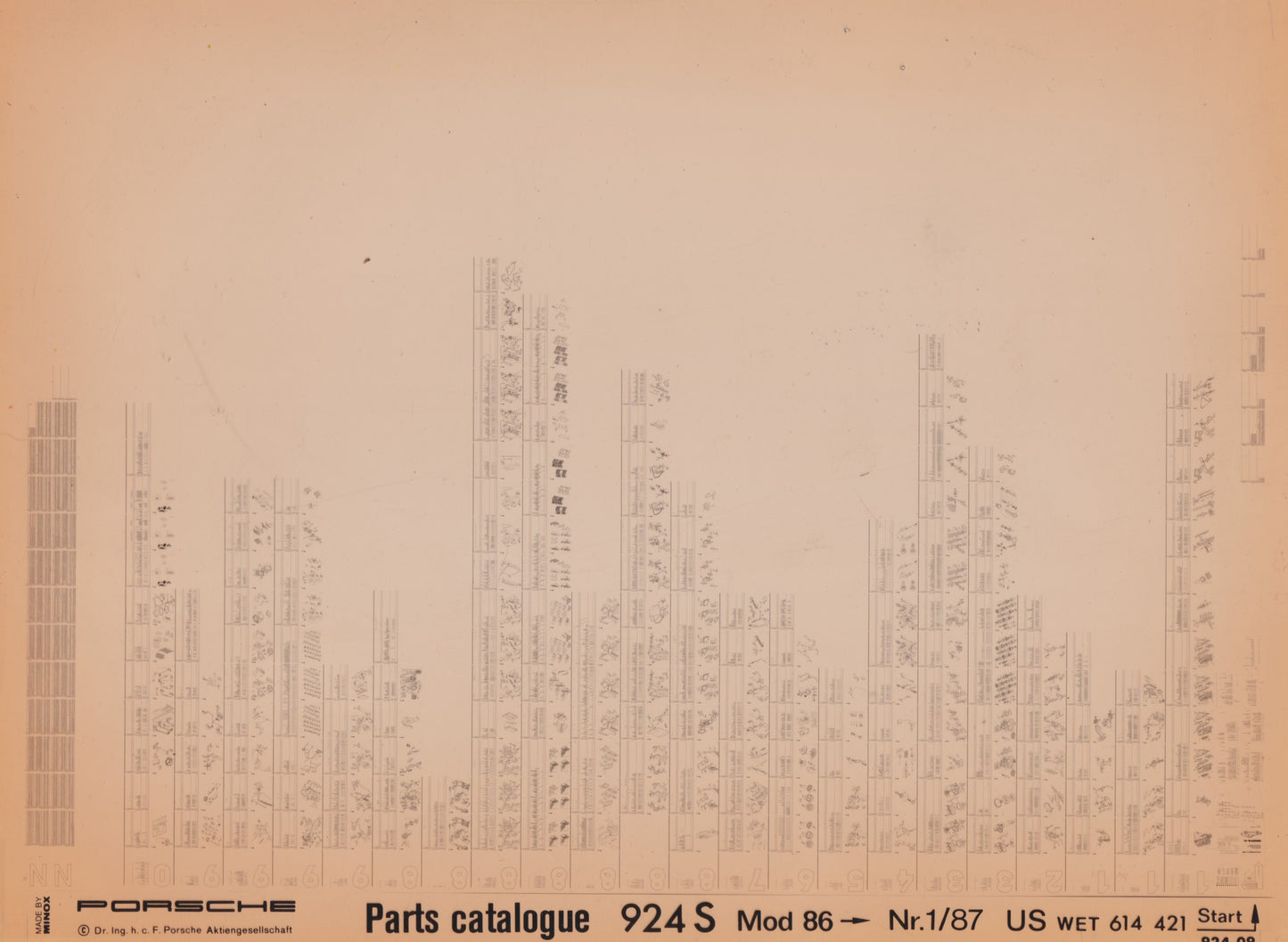 OEM 1986 924s Porsche Microfiche Parts Illustrations WET-614-421