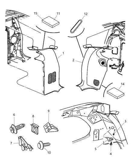 New 2004-2007 Fits Chrysler Grand Caravan, Town & Country Molding-D Pillar - Part # SJ16BD5AC