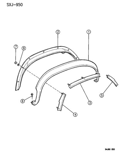 New 1994-1996 Fits Chrysler Grand Cherokee Applique - Part # 5EU62SX9