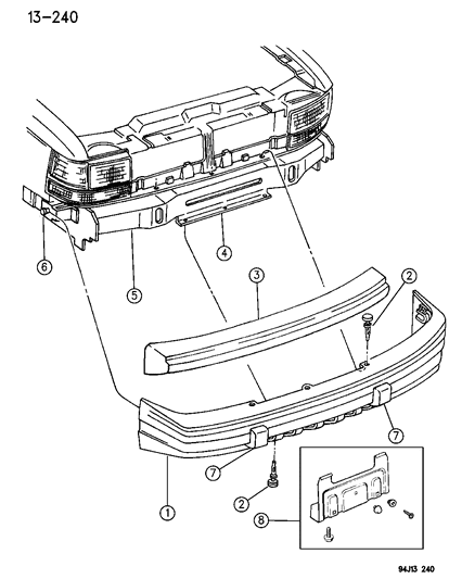 New 1993-1996 Fits Chrysler Grand Cherokee Parts Pkg-Front License Plate Attaching - Part # 55234902