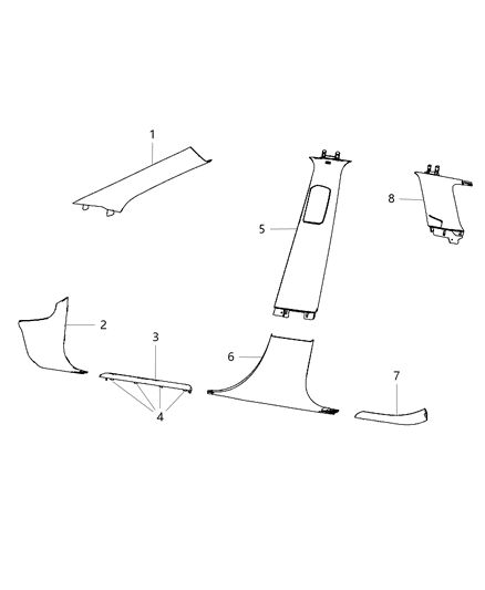 New 2014-2015 Fits Chrysler Grand Cherokee Panel-C Pillar - Part # 1GP03LC5AC