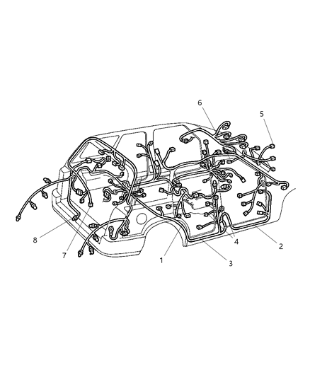 New 2000 Fits Chrysler Grand Cherokee Wiring Body - Part # 56042708AB