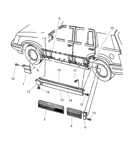 New 1994-1998 Fits Chrysler Grand Cherokee Applique - Part # 5DP86SS5