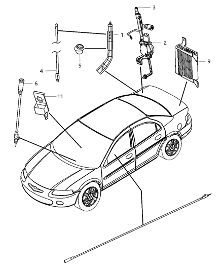 New 2002-2006 Fits Chrysler Sebring Antenna-Power - Part # 4760939AD