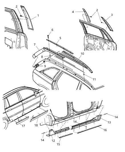 New 2005-2008 Fits Chrysler Pacifica Applique-Rear Sill - Part # YK05TZZAB