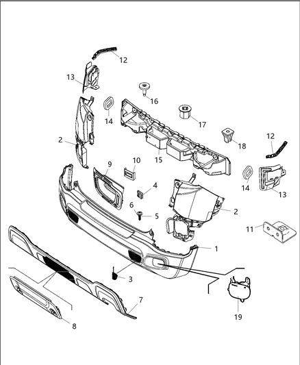 New 2019-2020 Fits Chrysler Renegade Rear Bumper Cover - Part # 7BE12LXHAA