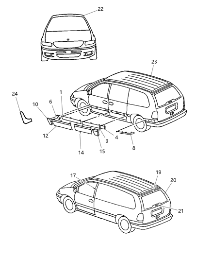 New 1996-1997 Fits Chrysler Grand Caravan, Town & Country Molding Quarter Panel - Part # HU97SW7