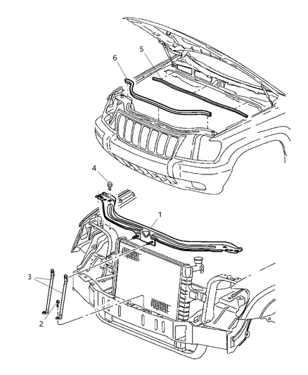 New 1999-2004 Fits Chrysler Grand Cherokee Crossmember-Radiator - Part # 52079416