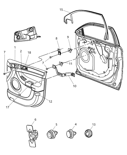 New 2004-2008 Fits Chrysler Pacifica Bracket-Door Pull Cup - Part # 5028294AA