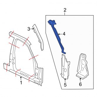 New OEM Right Upper Body A-Pillar Reinforcement Fits, 2001-2011 Ford Crown Victoria - Part # 1W1Z5402508AA