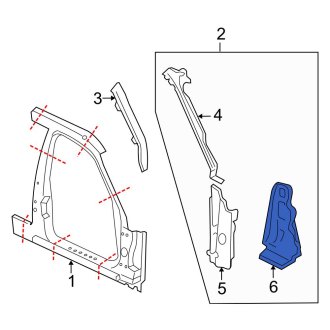 New OEM Right Lower Body A-Pillar Reinforcement Fits, 1998-2011 Ford Crown Victoria - Part # F8AZ5422842AA