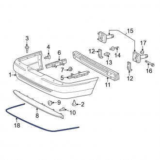 New OEM Rear Bumper Trim Fits, 2003-2005 Ford Crown Victoria - Part # 3W7Z17C830BAA