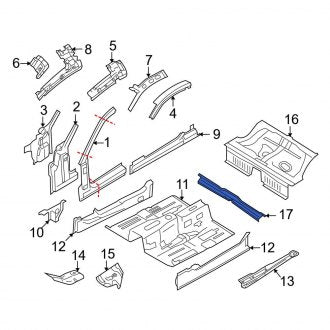 New OEM Rear Floor Pan Crossmember Fits, 2005-2014 Ford Mustang - Part # 5R3Z63102A24A