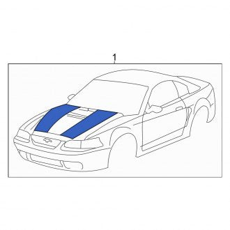 New OEM Right Trim Stripe Tape Fits, 1999-2001 Ford Mustang - Part # XR3Z6320000AAB