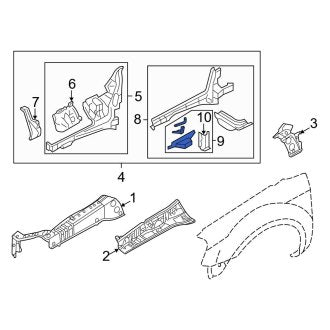 New OEM Front Left Inner Frame Side Member Reinforcement Fits, 2005-2007 Ford Five Hundred - Part # 5G1Z54108A27AA
